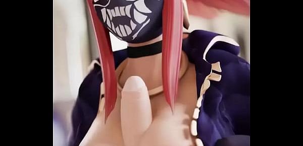  Akali masturbating with her tits league of legends